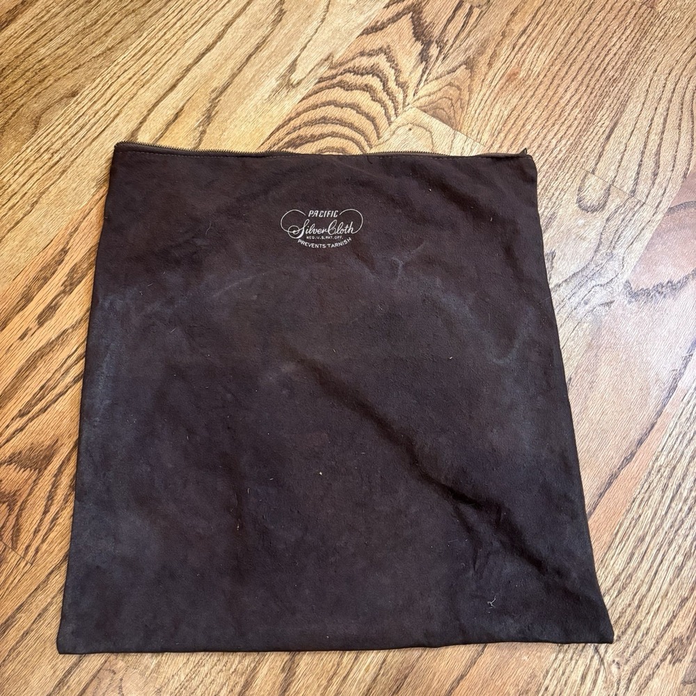 Vintage Pacific Silvercloth Tarnish Resistant Zipper Storage Bag Brown 15.5x14.5